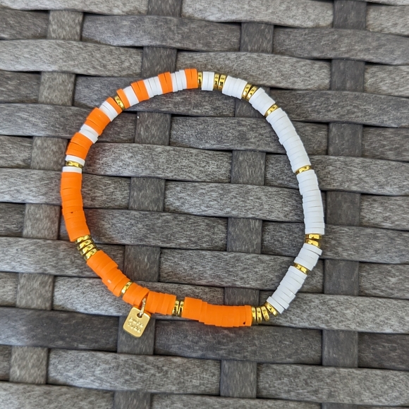 Pura Vida Jewelry - Pura Vida Orange White Gold Beaded Stretch Bracelet